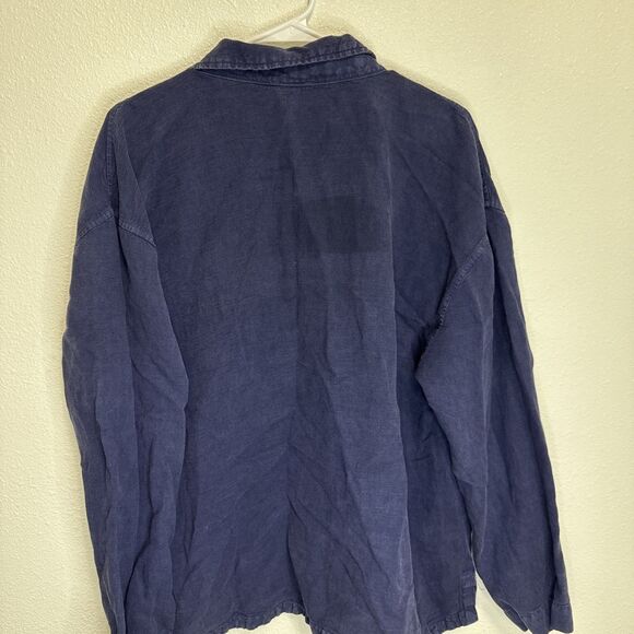 Nicole Miller Linen Top XL Blue - Picture 3 of 6